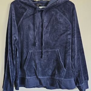 J. Crew Woman Navy Relaxed Velour Pullover Hoodie, Size M